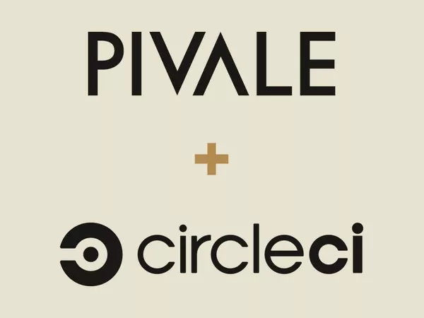 Beige background with written text "Pivale + circleCI" logos. 
