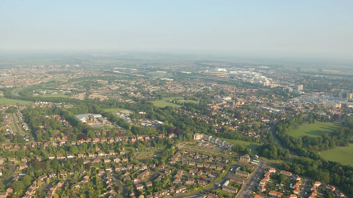 An aerial photograph of Basingstoke.