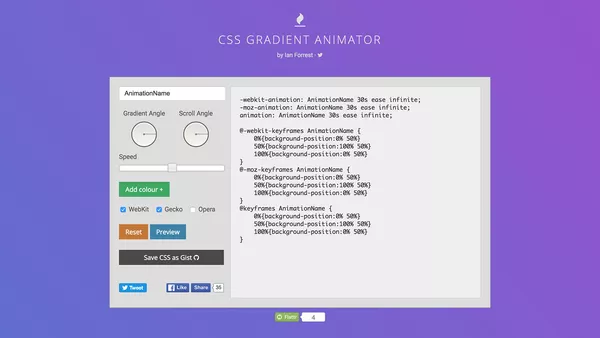 CSS Gradient Animator screenshot.