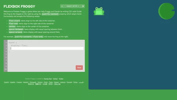 Flexbox Froggy screenshot.