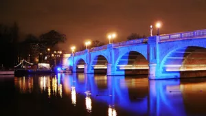 Kingston Bridge at night.