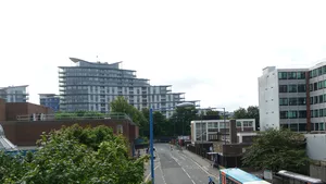Looking out over Woking's recognisable modern apartments from Cawsey Way.