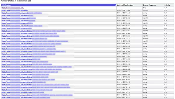 XML sitemap page screenshot.