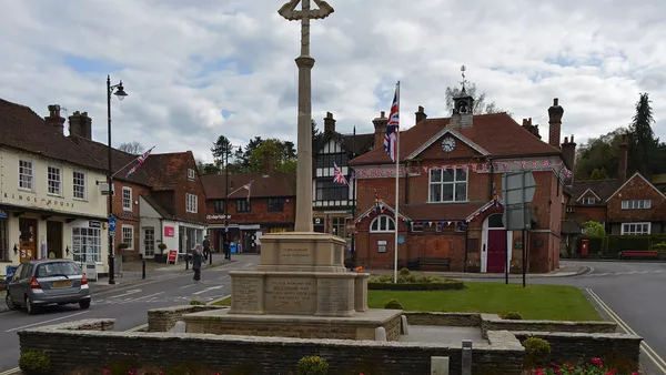 Haslemere town hall and war memorial.