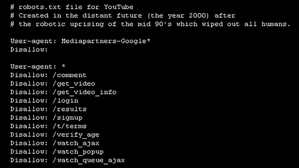 An example of a robots.txt file.