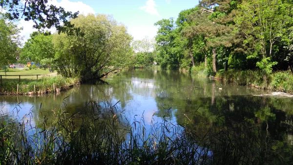 The lake at Aldershot Park in Aldershot in Hampshire.