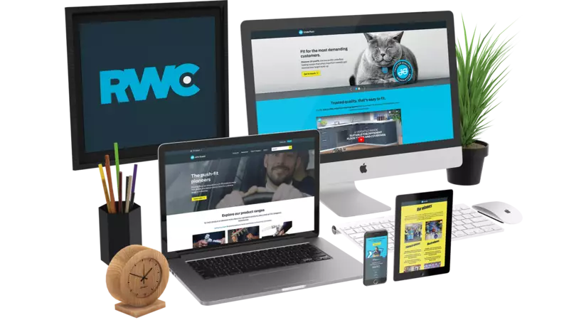 A suite of websites for RWC shown on several different devices.