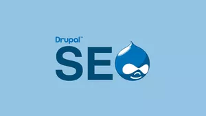 Drupal SEO - the Drupal logo and the word 'SEO' with the 'O' replaced by the Drupal icon (druplicon).