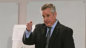 A CEO speaking at a conference.